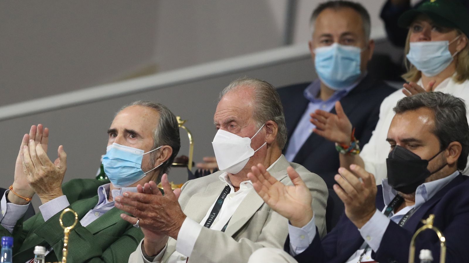 El Rei Emèrit durant la semifinal del Campionat Mundial de Tenis Mubadala, a Abu Dabhi