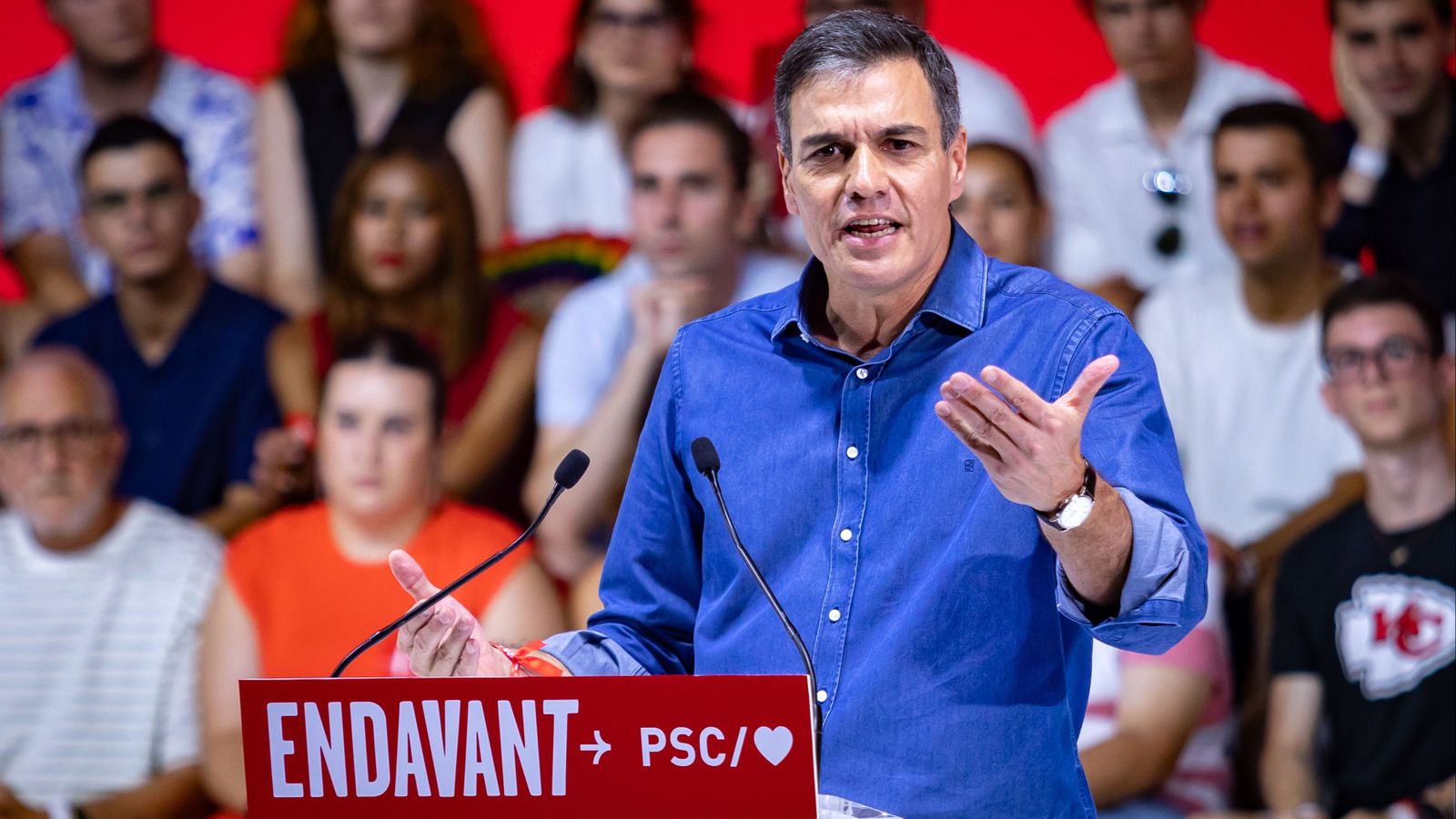 El candidat socialista a la reelecció, Pedro Sánchez, en un mítin