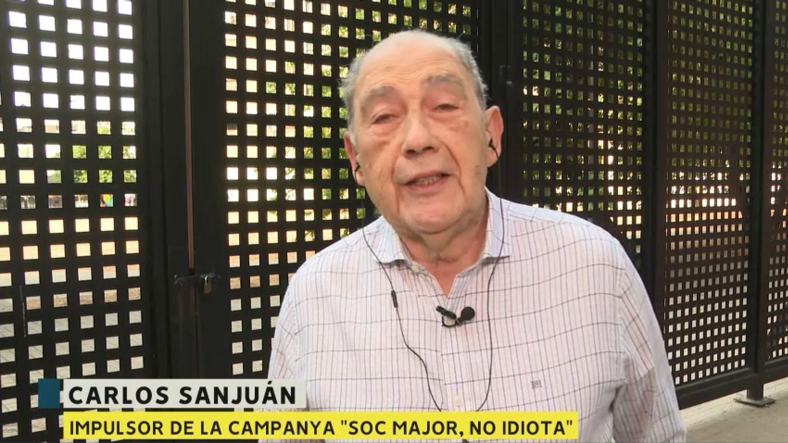 L'activista jubilat Carlos San Juan durant l'entrevista en 'Les Notícies del Matí' L'activista jubilat Carlos Sanjuan durant l'entrevista a Les Notícies del Matí