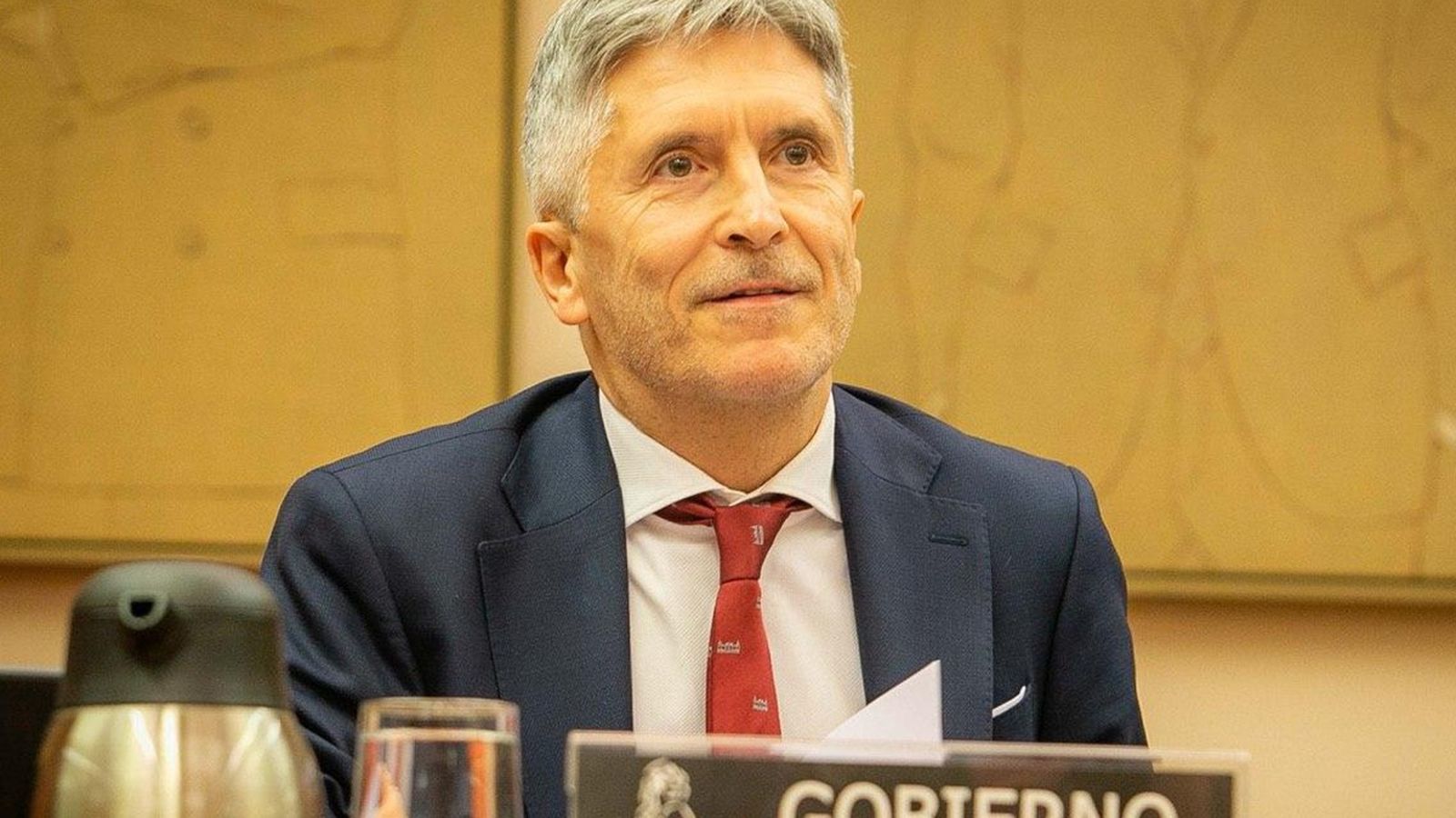 El ministre de Justícia Fernando Grande-Marlaska durant la seua intervenció a la comissió parlamentària