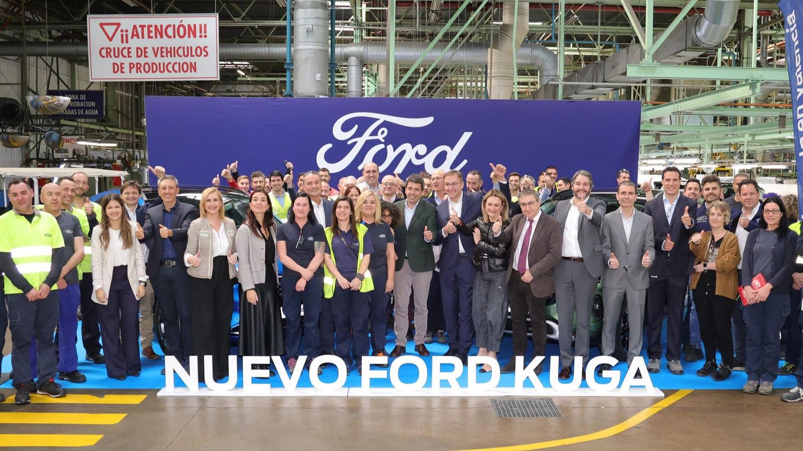 Carlos Mazón, Ruth Merino, José Antonio Rovira, Salomé Pradas i Nuria Montes en la visita a Ford
