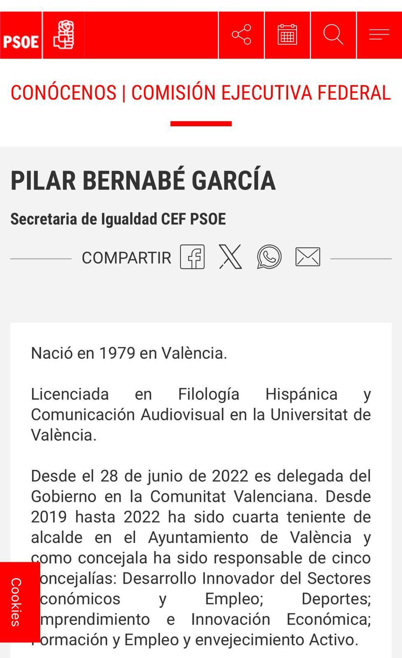 Imatge de la descripció del currículum de Bernabé abans del canvi