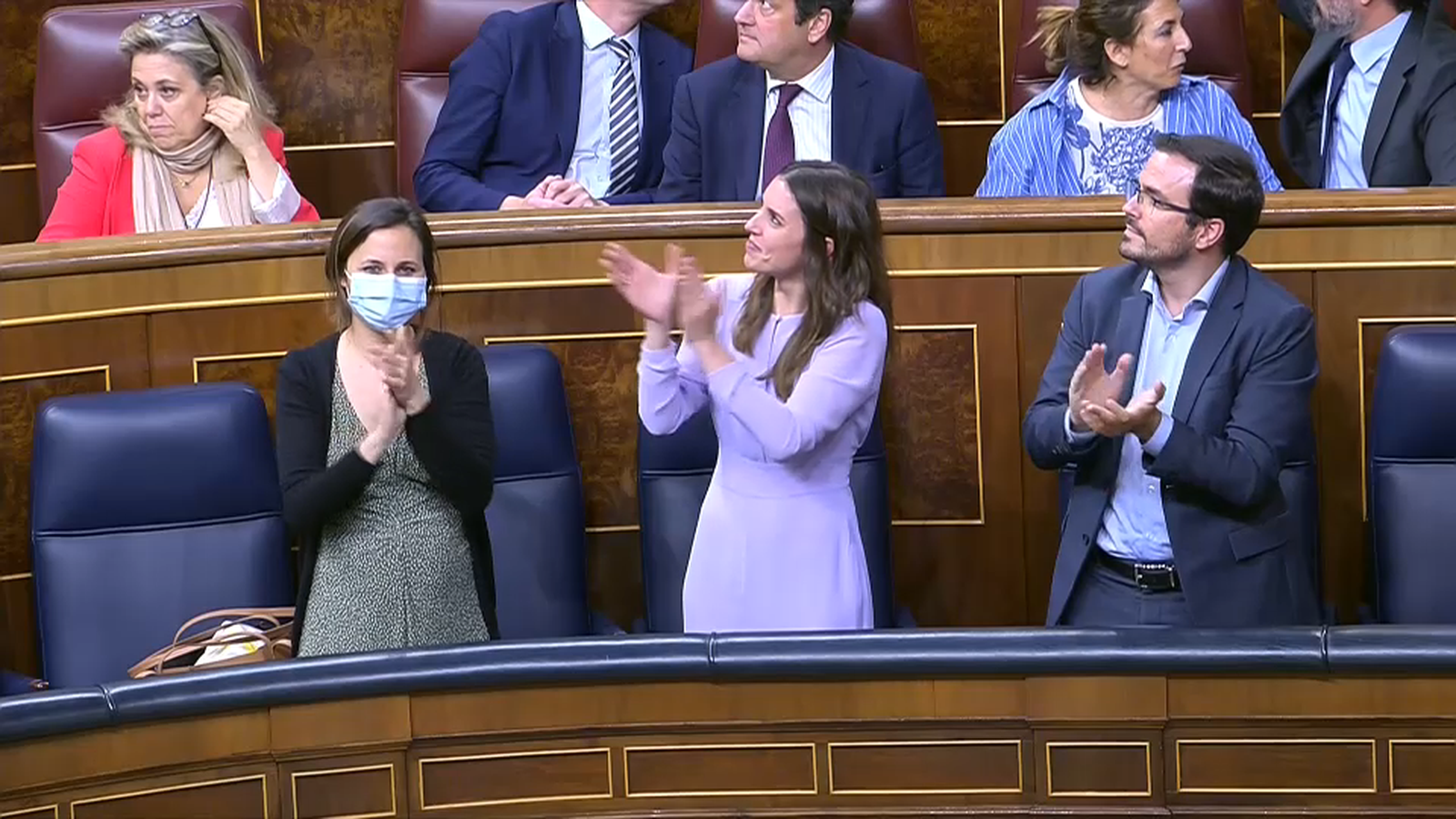 Ione Belarra, Irene Montero i Alberto Garzón al Congrés