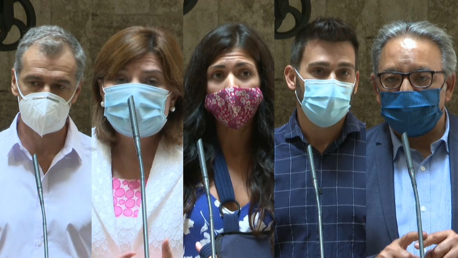 Per ordre d'esquerra a dreta, Toni Cantó, Isabel Bonig, Naiara Davó, Fran Ferri i Manolo Mata.