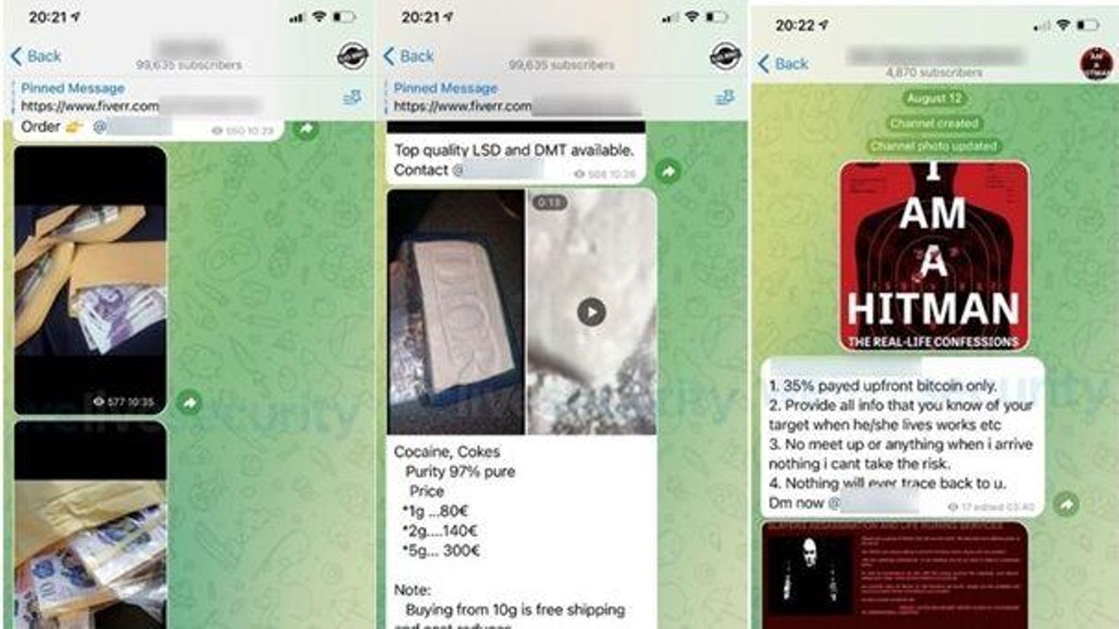 Oferiments de serveis i productes il·legals a Telegram