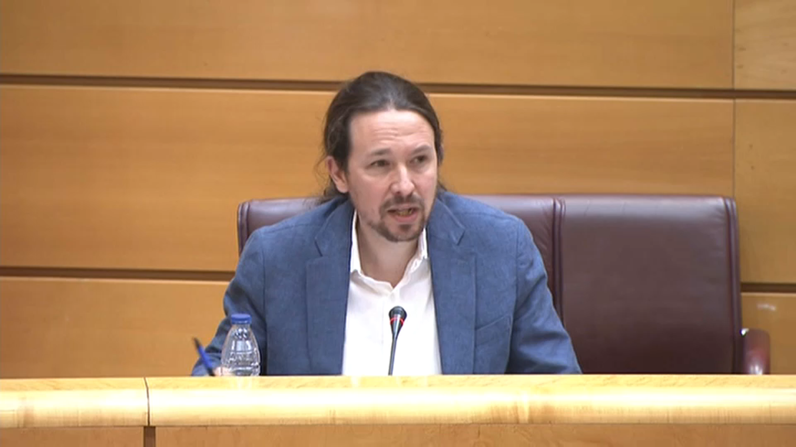 Pablo Iglesias durant la seua compareixença al Senat