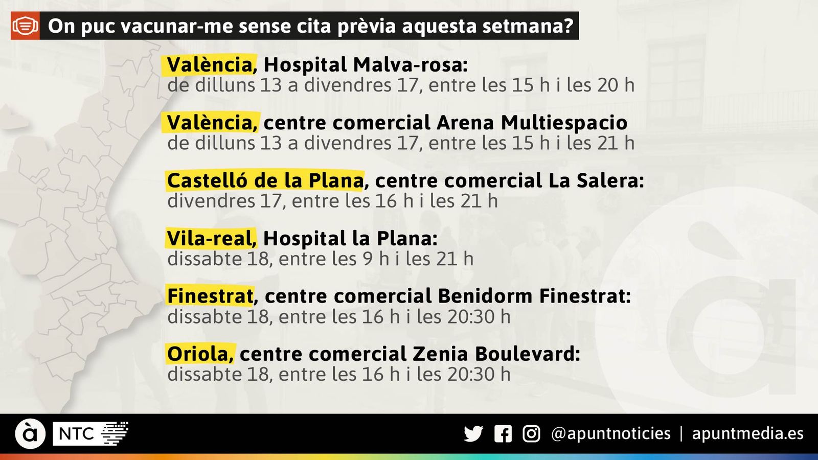 On puc vacunar-me sense cita prèvia aquesta setmana?