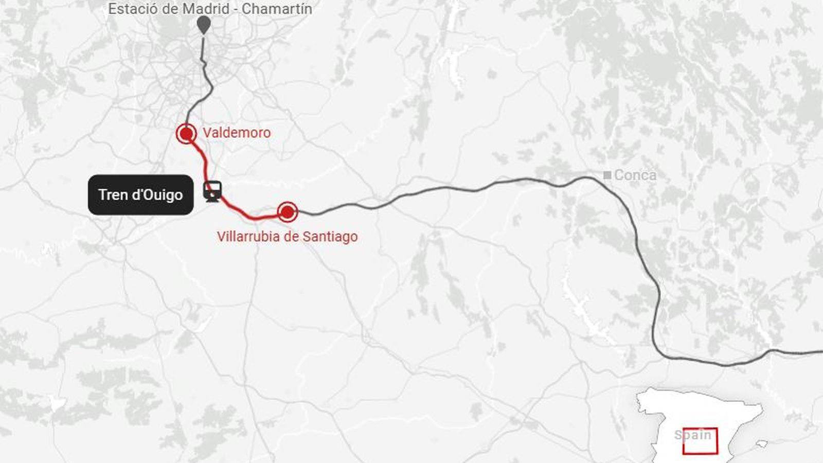Tram de línia d'alta velocitat afectada