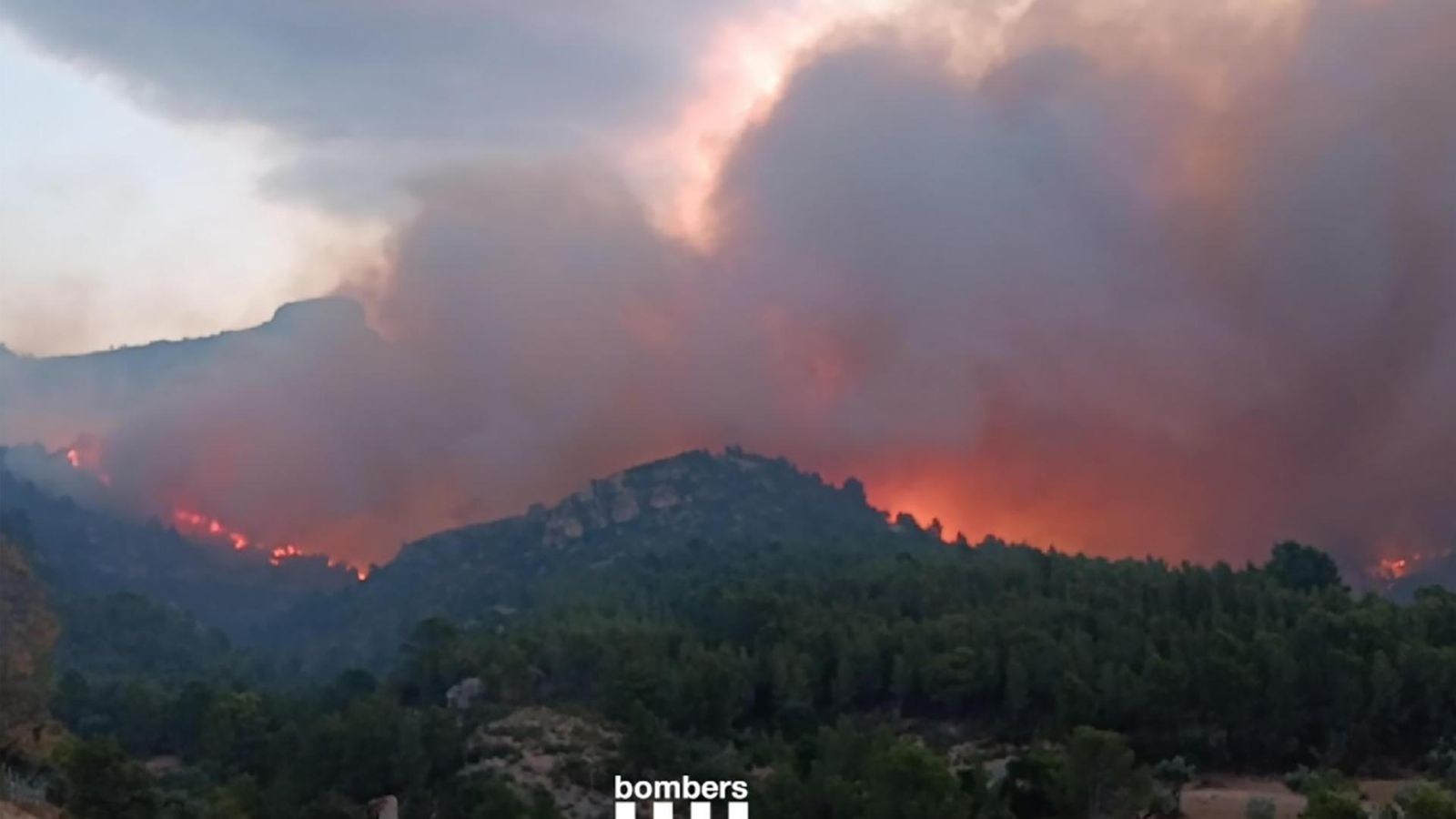 Una imatge de l'incendi forestal declarat a Paüls, este dimarts Una imatge de l'incendi forestal declarat a Paüls, este dimarts