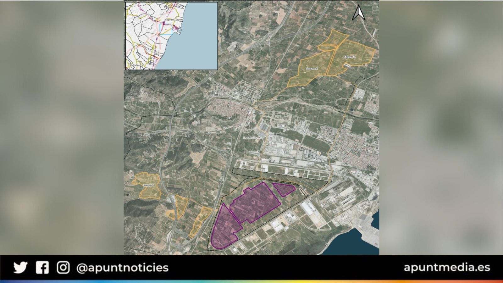 Una imatge de les diferents plantes fotovoltaiques previstes al terme municipal de Sagunt