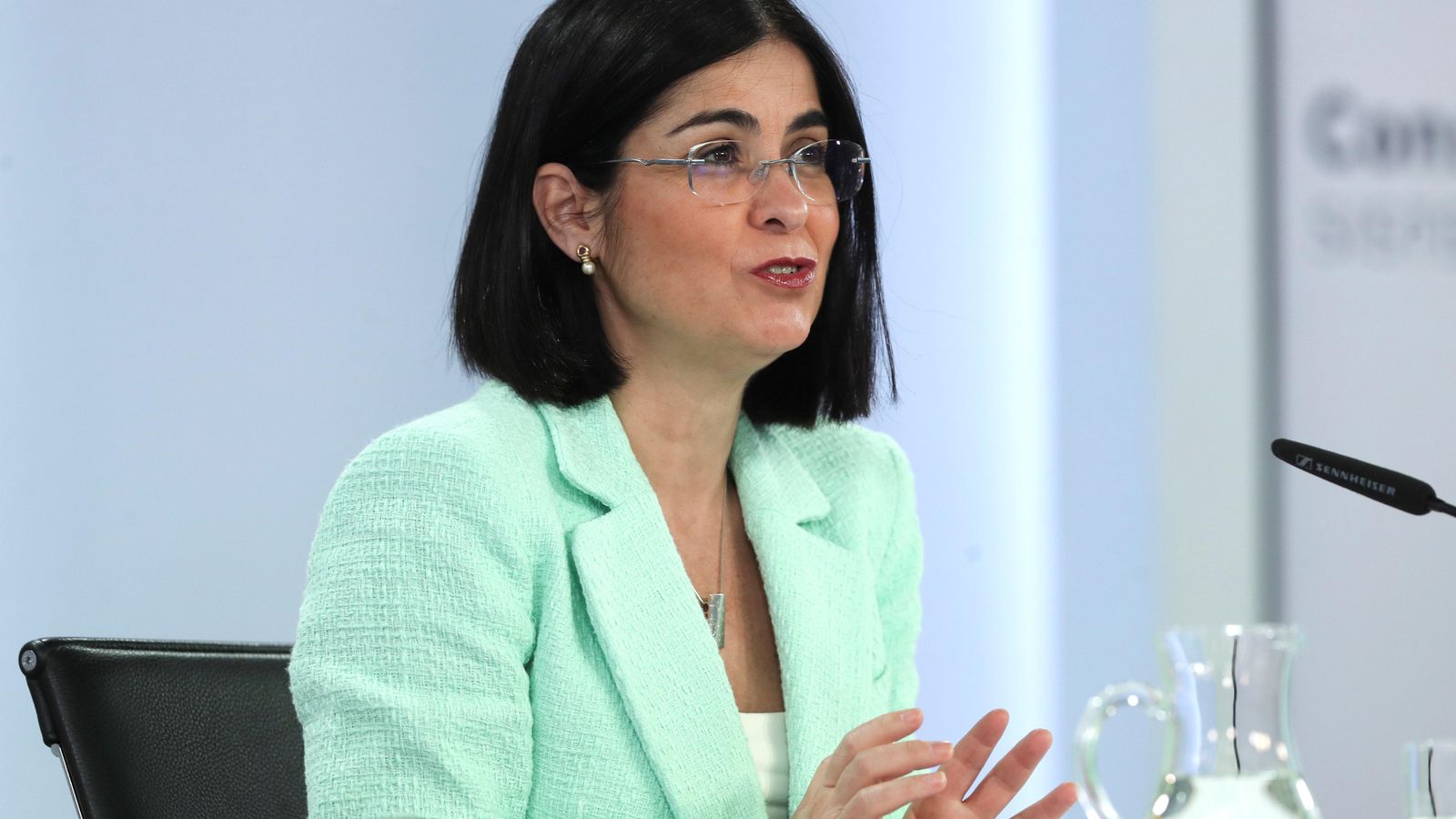 La ministra de Sanitat, Carolina Darias, durat la roda de premsa posterior a la Interterritorial