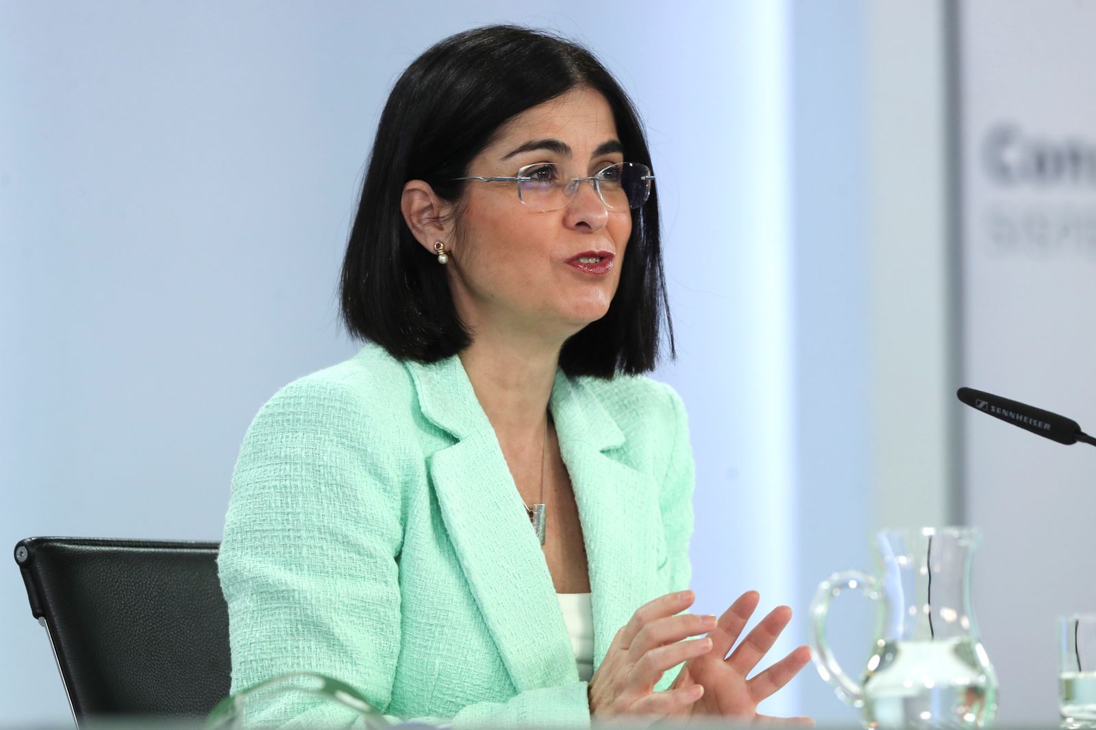 La ministra de Sanitat, Carolina Darias, durat la roda de premsa posterior a la Interterritorial