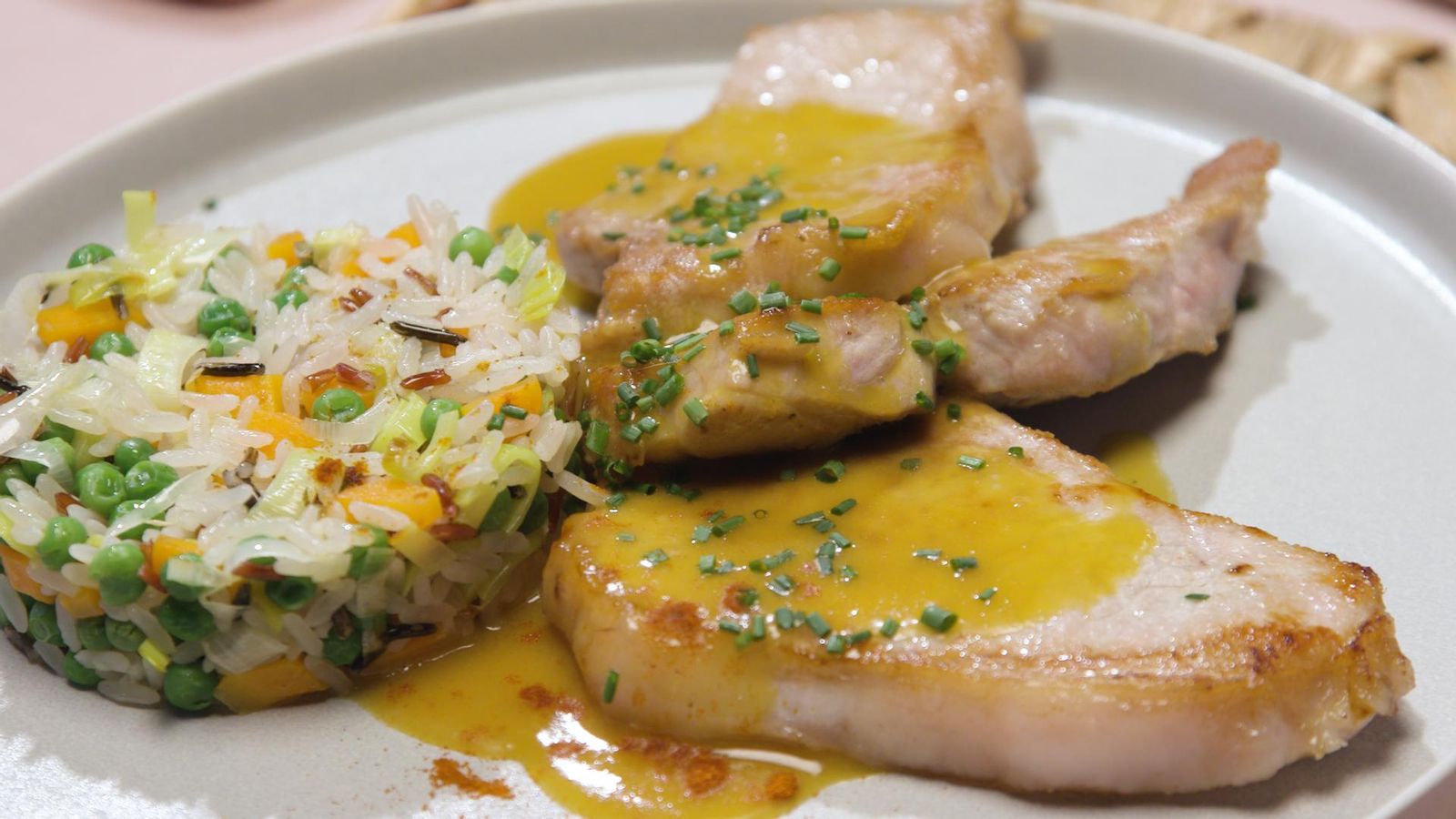 Llomello de porc amb salsa de taronja