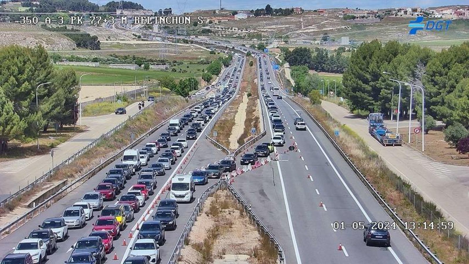 Carril addicional en sentit contrari habilitat a l'A-3 entre Perales de Tajuña i Belinchón, este dimecres