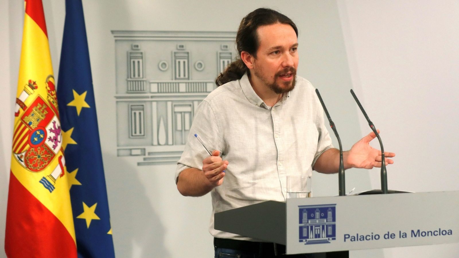 Pablo Iglesias ha parlat en roda de premsa després de reunir-se al palau de La Moncloa amb Pedro Sánchez
