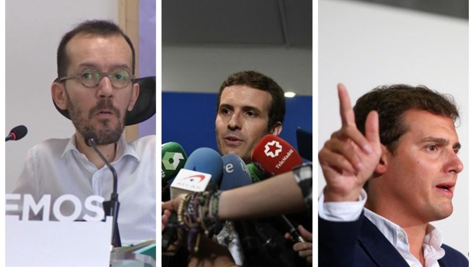 Pablo Echenique, Pablo Casado i Albert Rivera en imatges d'arxiu