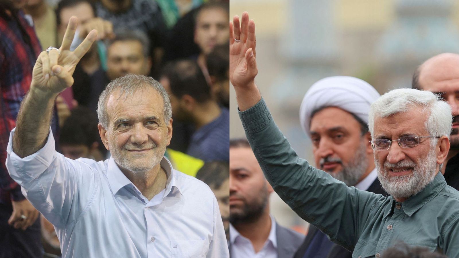 El reformista Masoud Pezeshkian (esq.) i l'ultraconservador Saïd Jalili (dreta) han passat a la segona volta de les presidencials de divendres pròxim a l'Iran