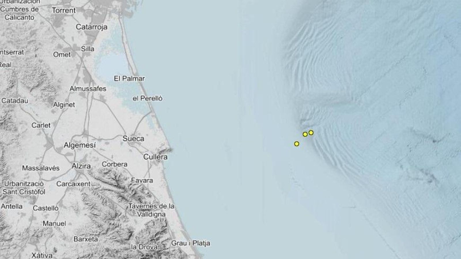 Ubicació del punt on s'han registrat els sismes