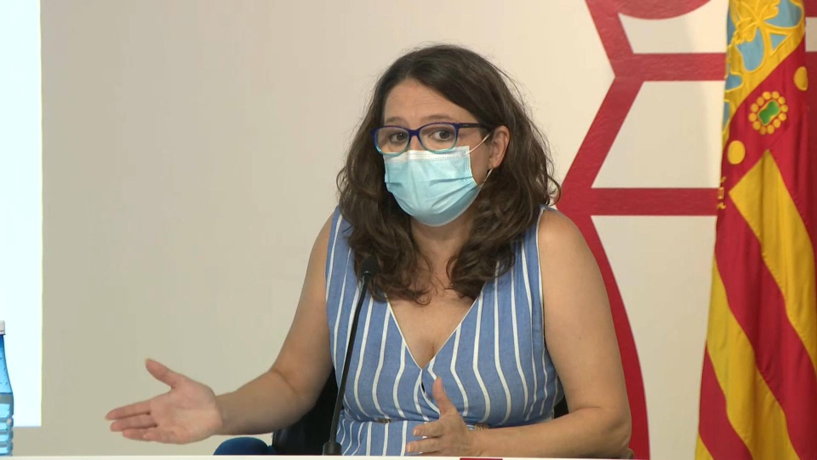 La vicepresidenta del Consell, Mónica Oltra, en la compareixença de premsa d'aquest divendres