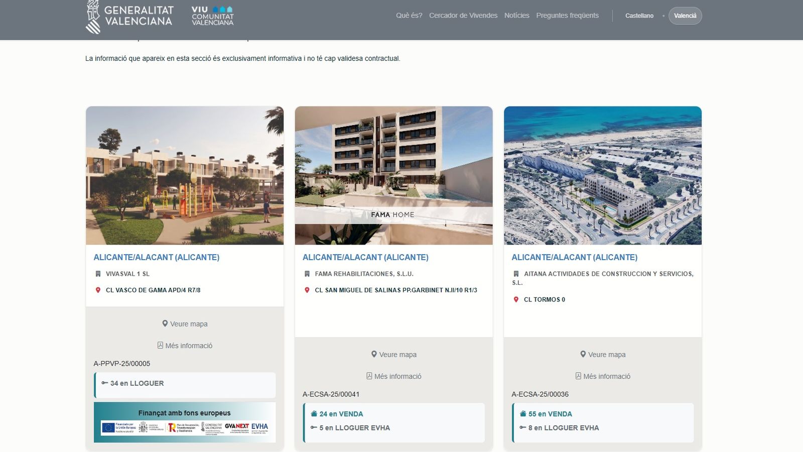 Nou web per la recerca de vivendes del Pla Viu