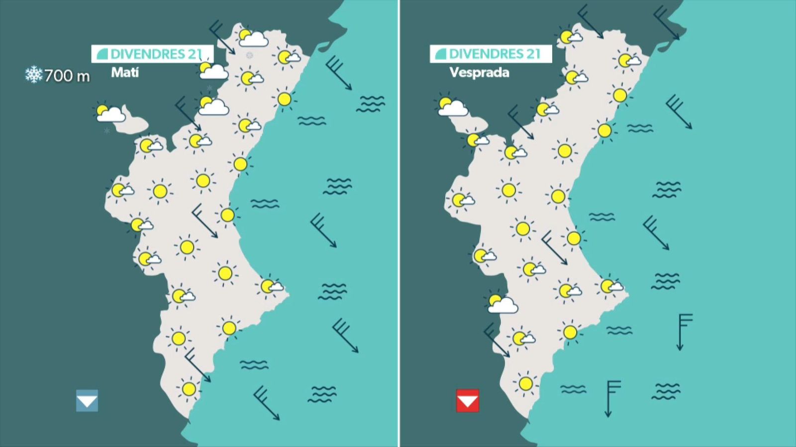 La previsió meteorològica del divendres 21 de novembre