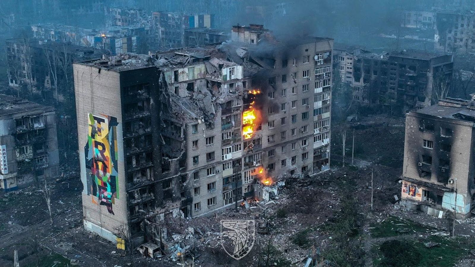 Vista aèria mostra les destruccions a la ciutat de Bakhmut, Ucraïna