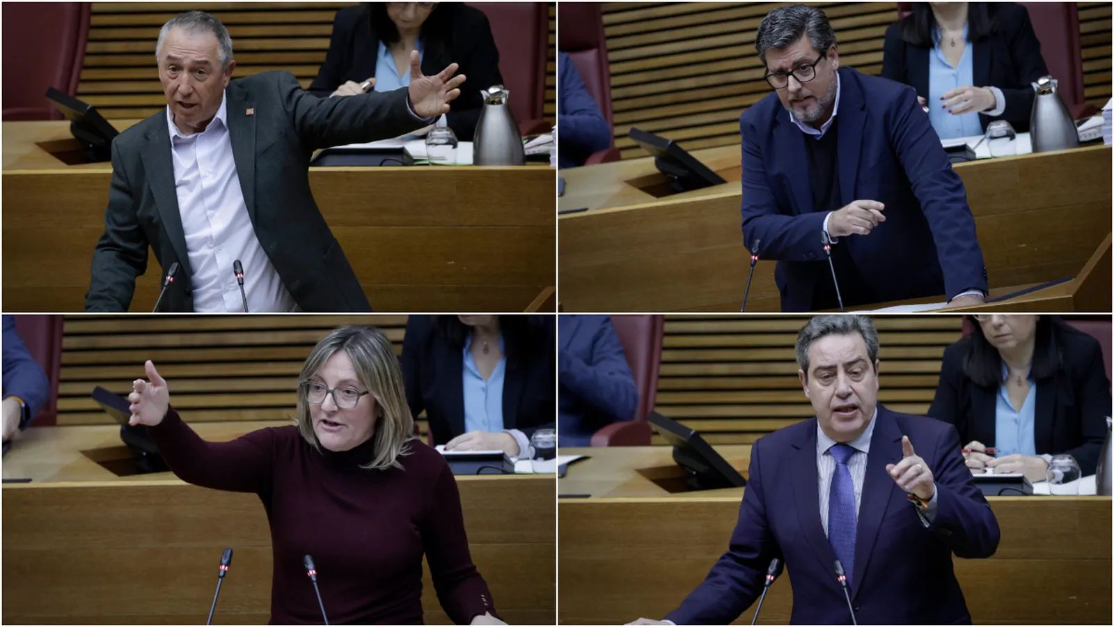 Els diputats a les Corts: Joan Baldoví (Compromís), Javier Gutiérrez (PP), María José Salvador (PSPV) i José María Llanos (Vox)