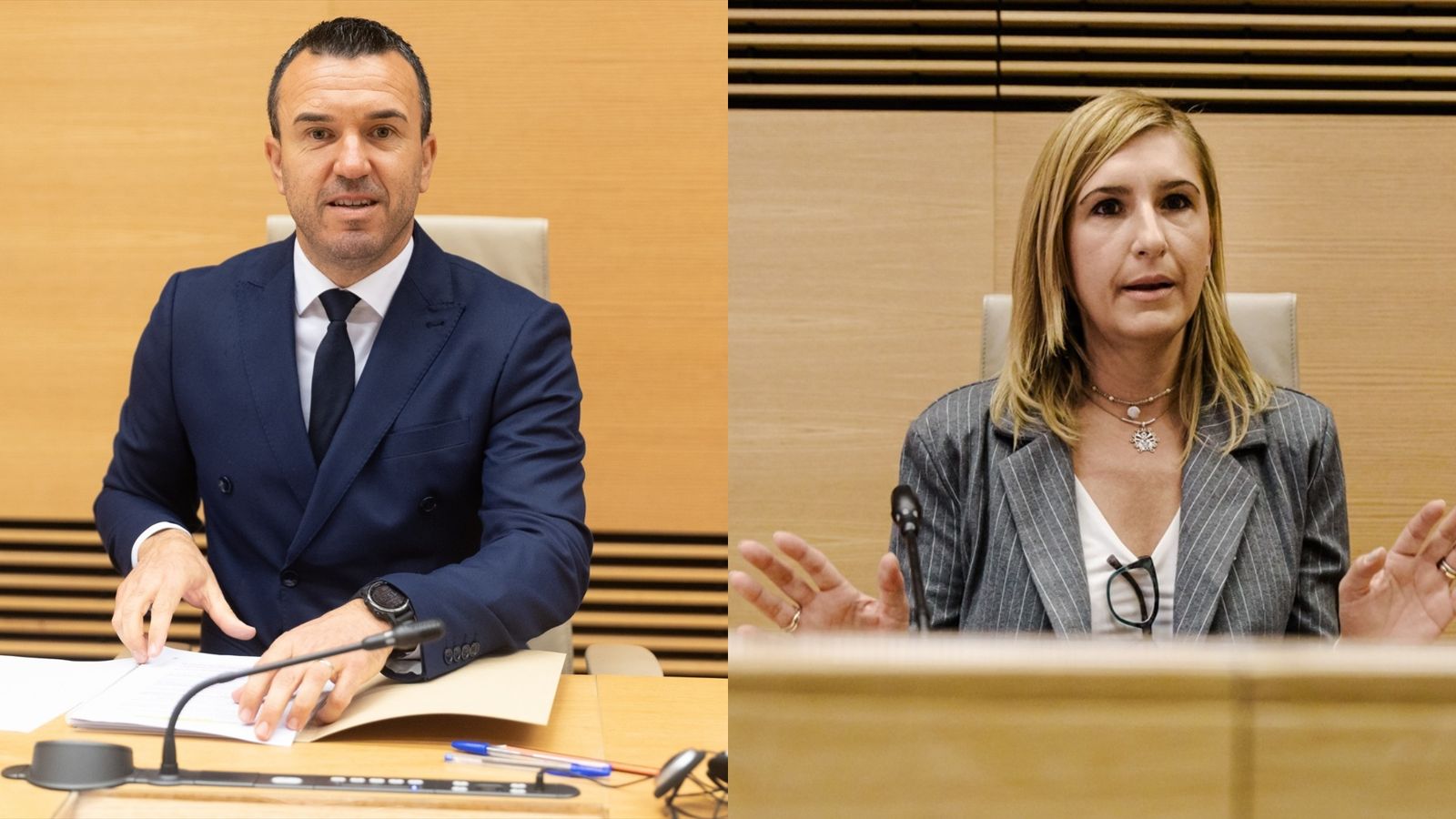 Mompó i Pradas en les seues compareixences al Congrés, respectivament