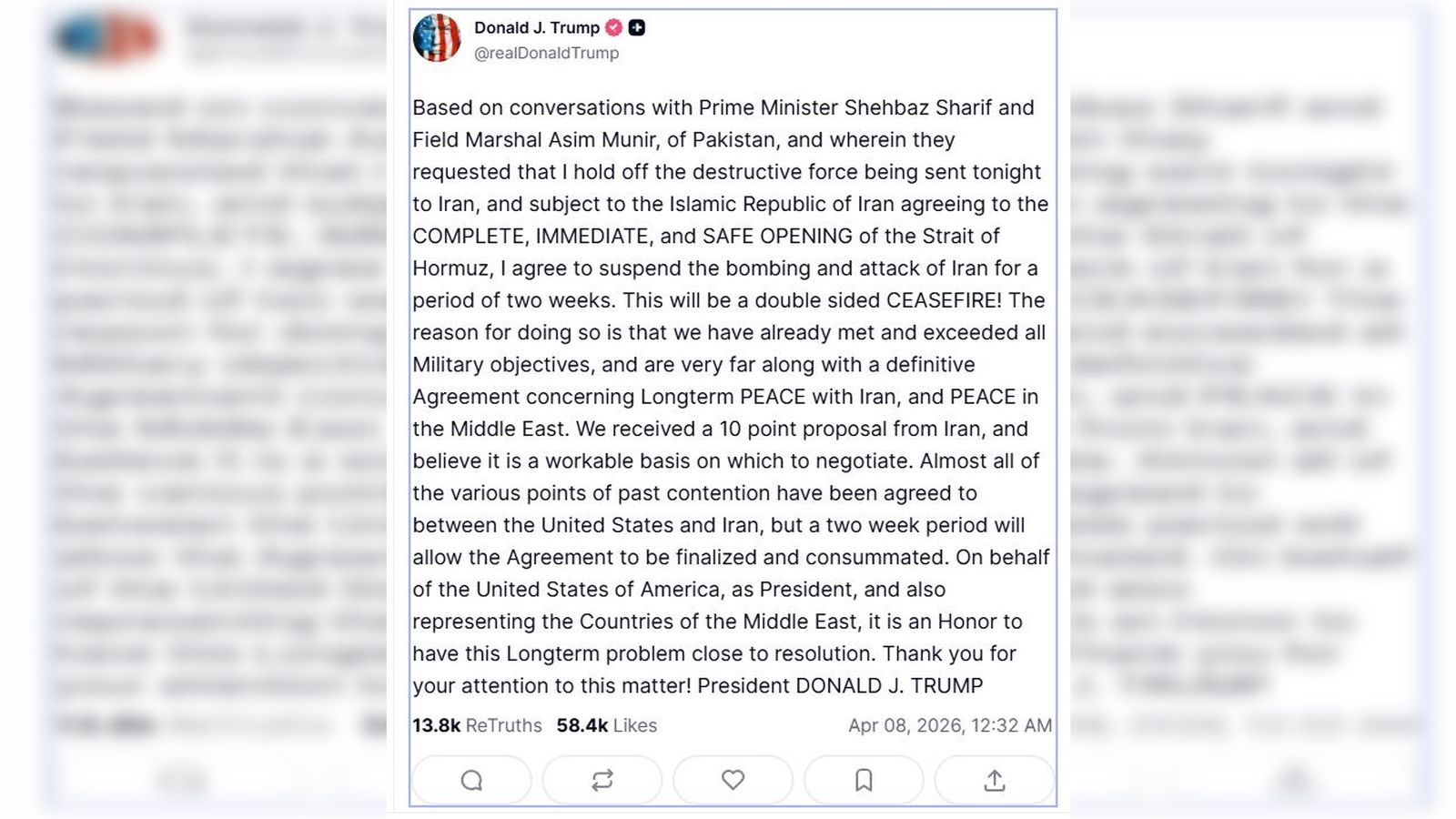 Missatge de Trump, esta matinada