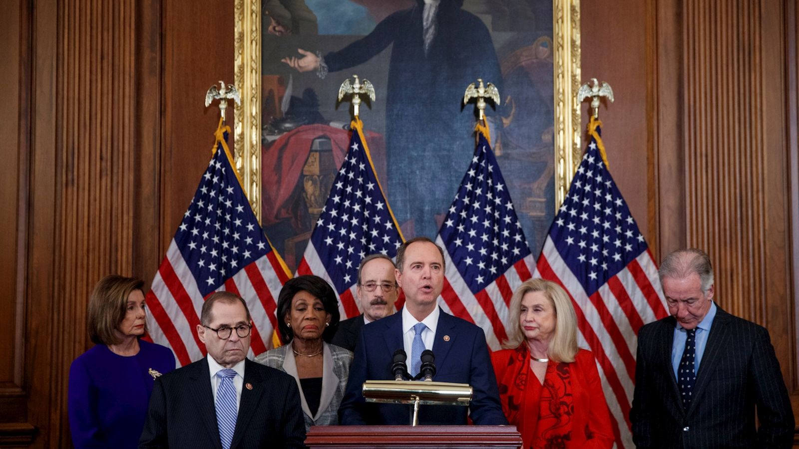 Els legisladors demòcrates de la Cambra de Representants anuncien els càrrecs d'imputació a Trump