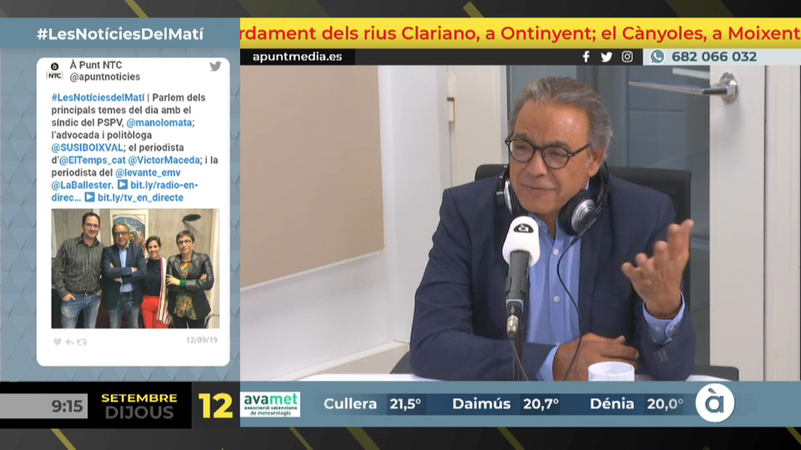 El síndic socialista, Manuel Mata, intervé en 'Les notícies del matí'