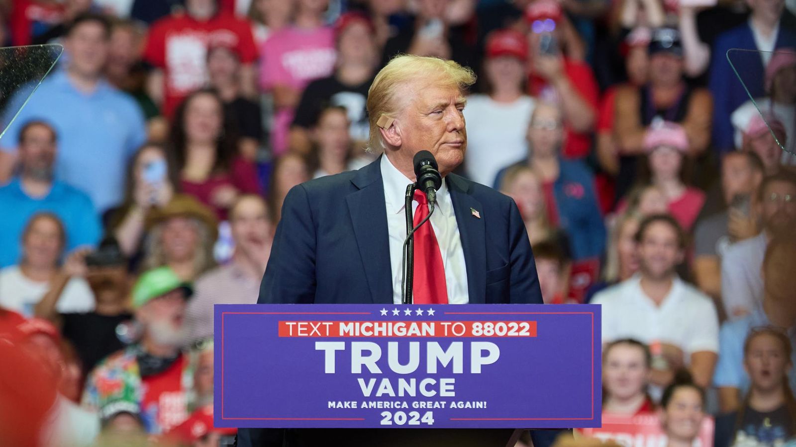 Republican presidential nominee Donald J. Trump and running mate JD Vance hold first joint campaign rally