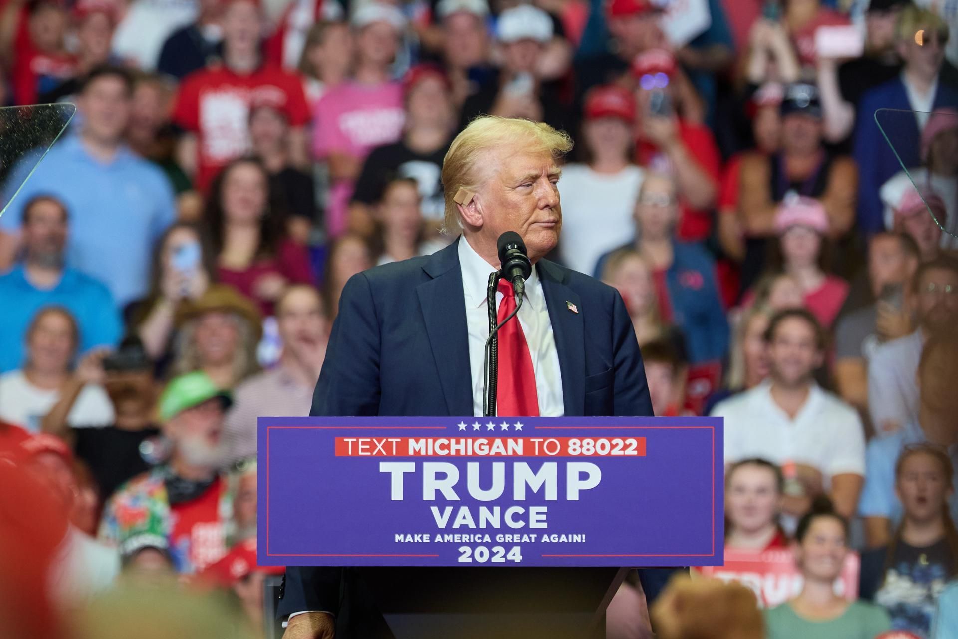 Republican presidential nominee Donald J. Trump and running mate JD Vance hold first joint campaign rally