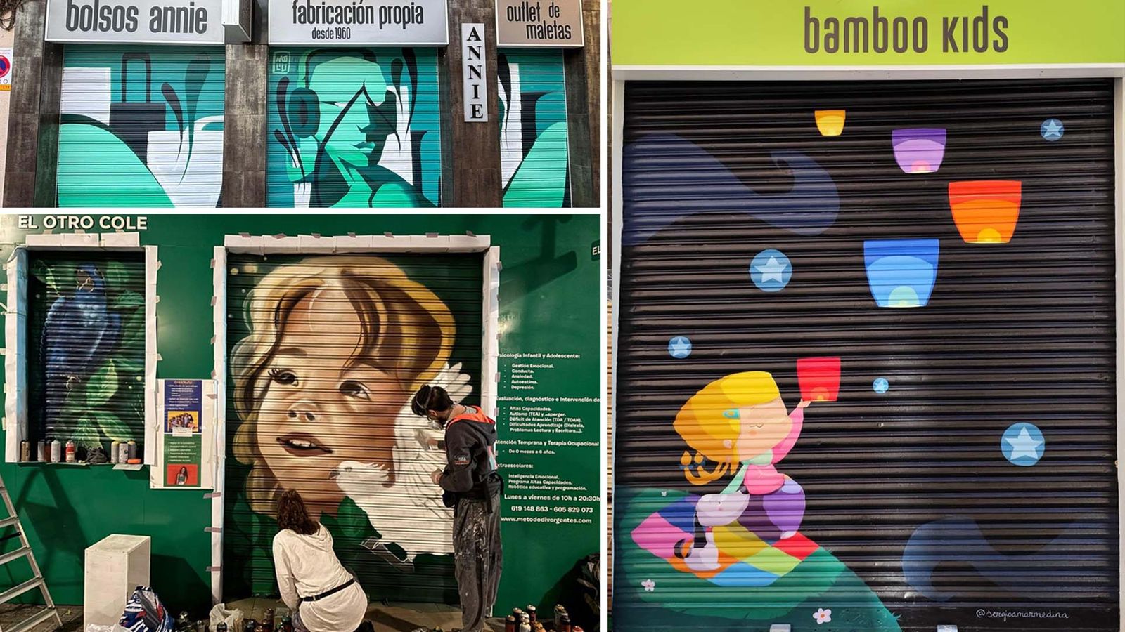 Alguns del murals resultat de la primera edició del Concurs d'Art Urbà del districte de Russafa
