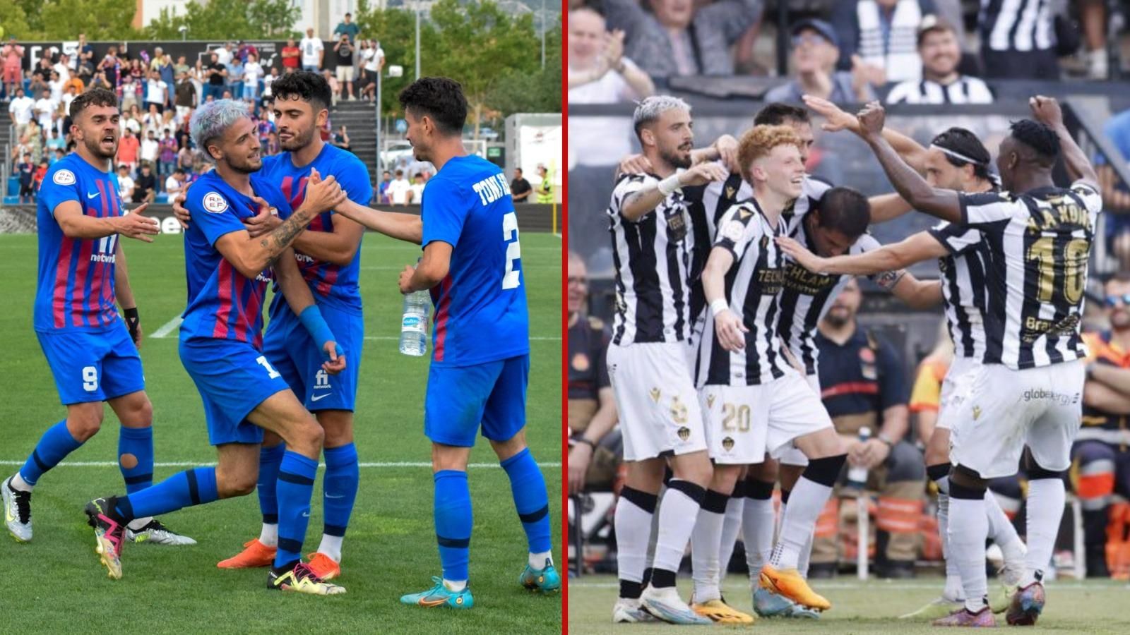 L'Eldenc i el CE Castelló celebren un gol L'Eldenc i el CE Castelló celebren un gol