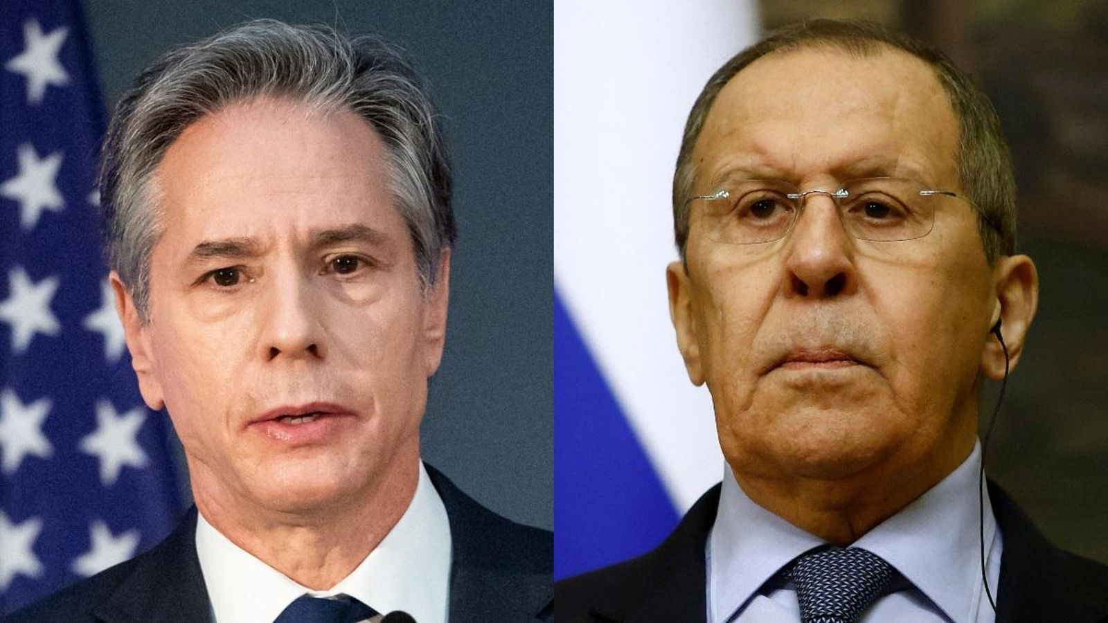 D'esquerra a dreta, el secretari d'estat dels EUA  Antony Blinken i el ministre d'exteriors rus Sergey Lavrov