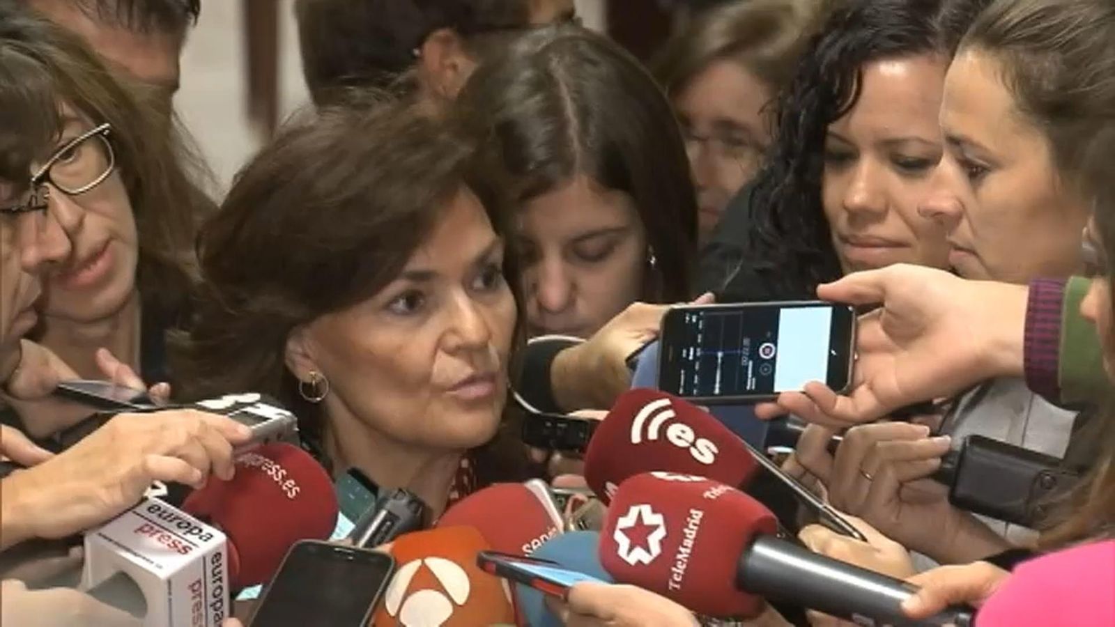 Carmen Calvo, aquest dimarts als passadissos del Congrés.