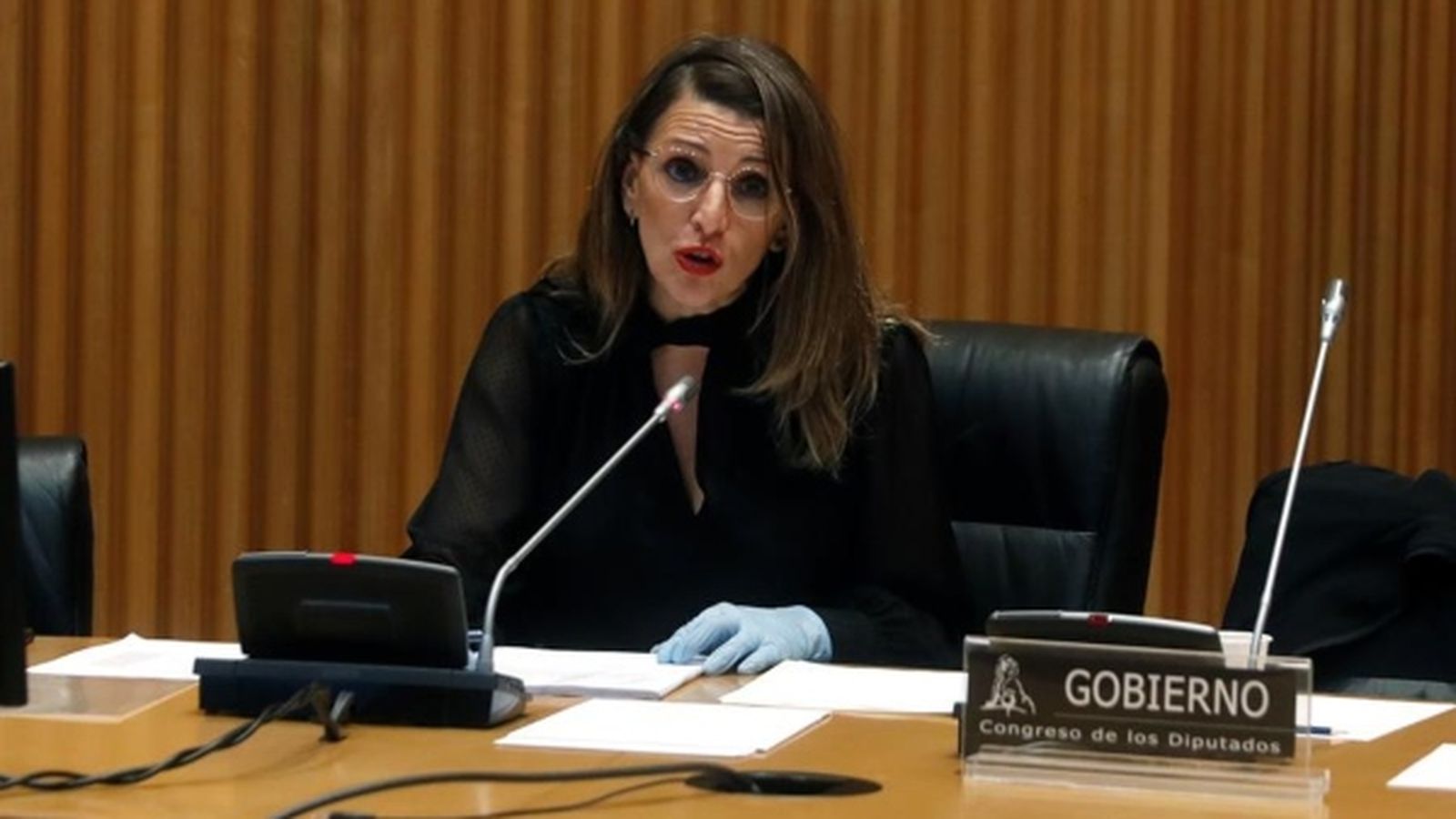 La ministra de Treball, Yolanda Díaz, en el Congrés