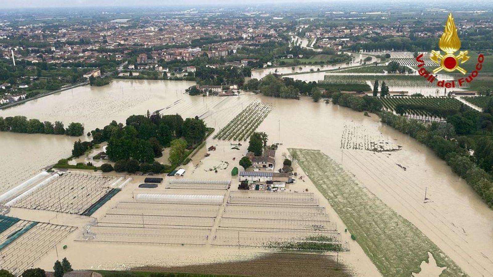 Imatge aèria de la zona del nord-est d'Itàlia que ha quedat inundada per les fortes pluges