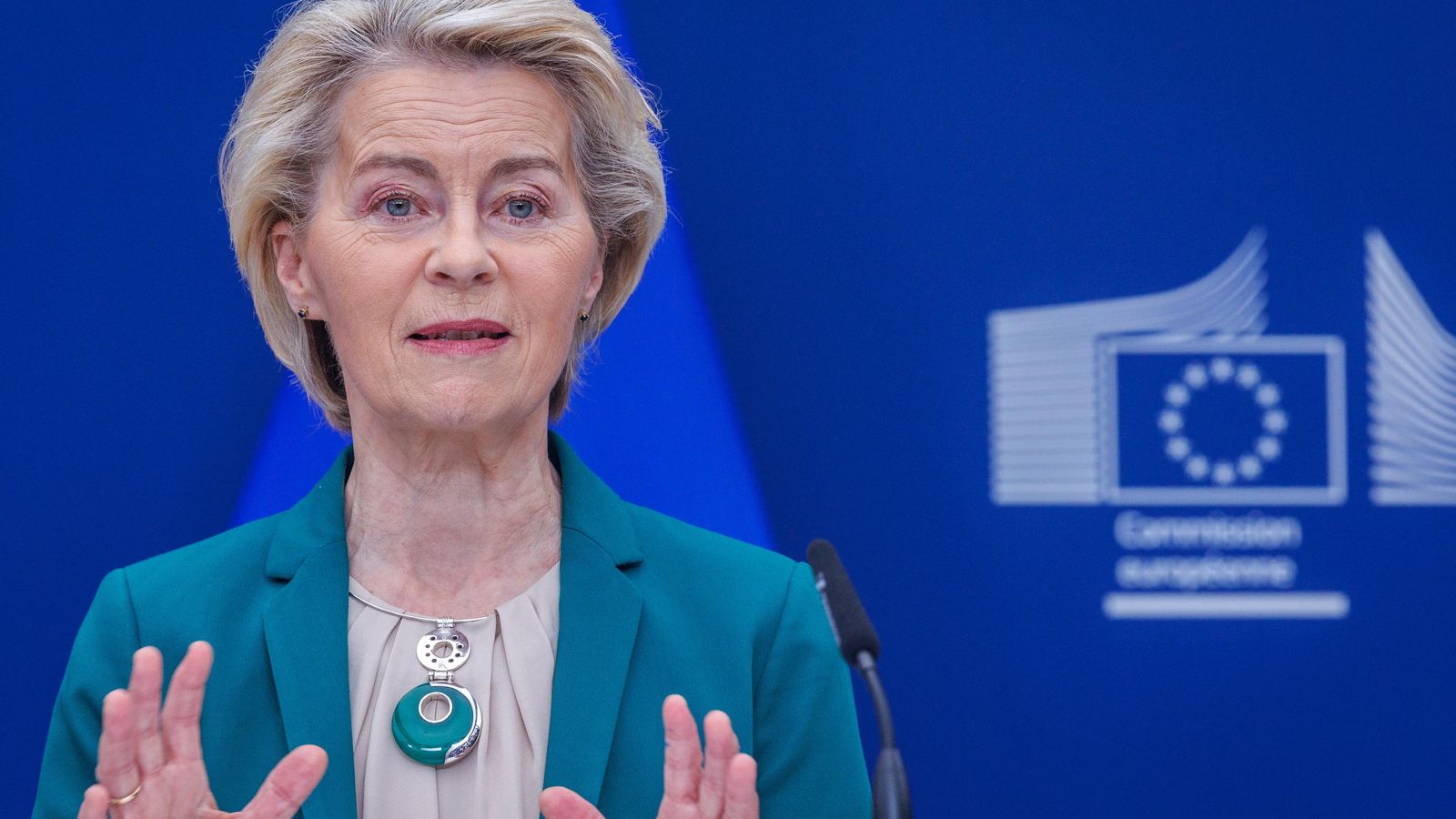 La presidenta de la Comissió Europea, Ursula von der Leyen, a Brussel·les, Bèlgica, este diumenge