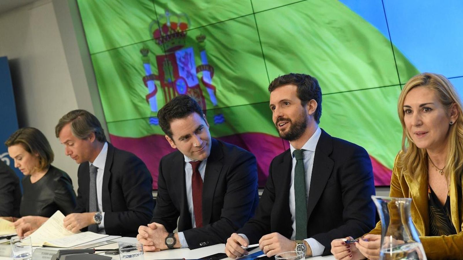 El líder del PP, Pablo Casado, durant la reunió de la junta directiva nacional celebrada aquest dilluns