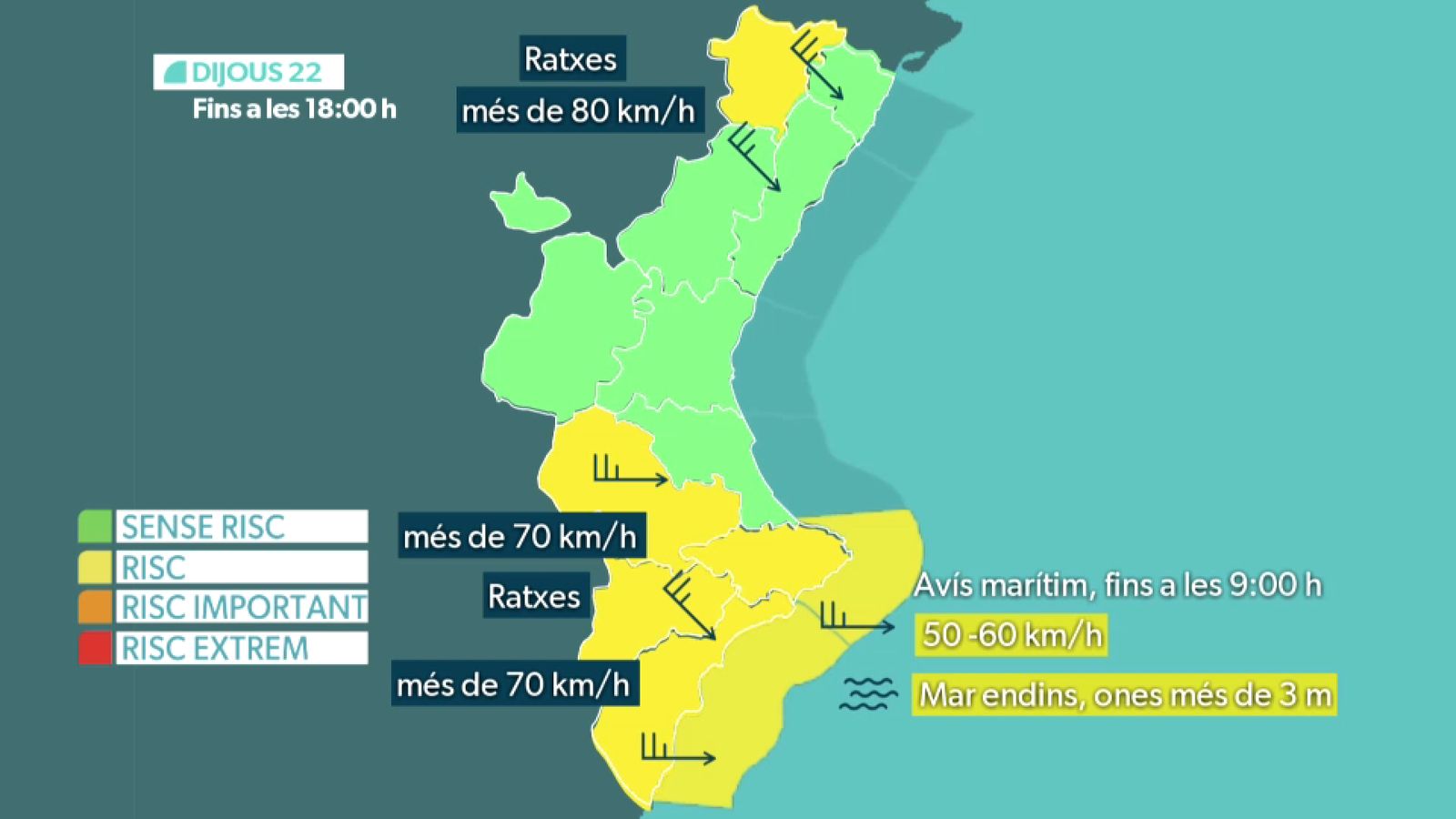 Els avisos actius dijous 22 de gener