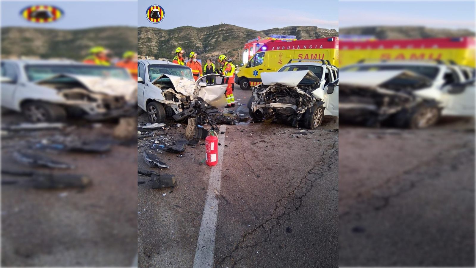 Estat en què van quedar els dos vehicles implicats en l'accident que va tindre lloc este dijous a Cullera
