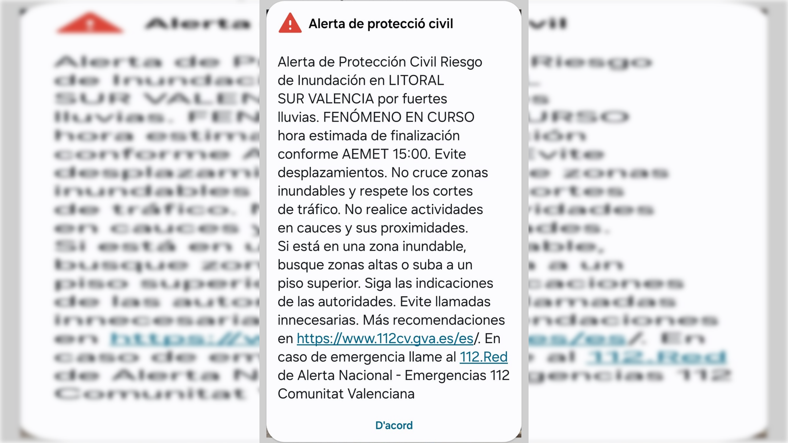 Missatge d'Es-Alert enviat des d'Emergències este dilluns Missatge d'Es-Alert enviat des d'Emergències este dilluns