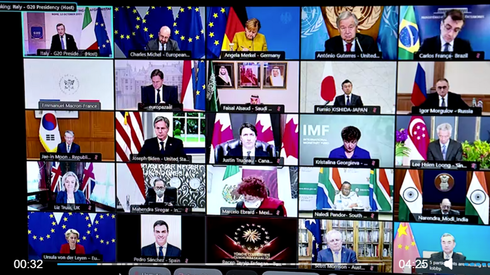 Cimera extraordinaria del G20 a Roma aquest dimarts