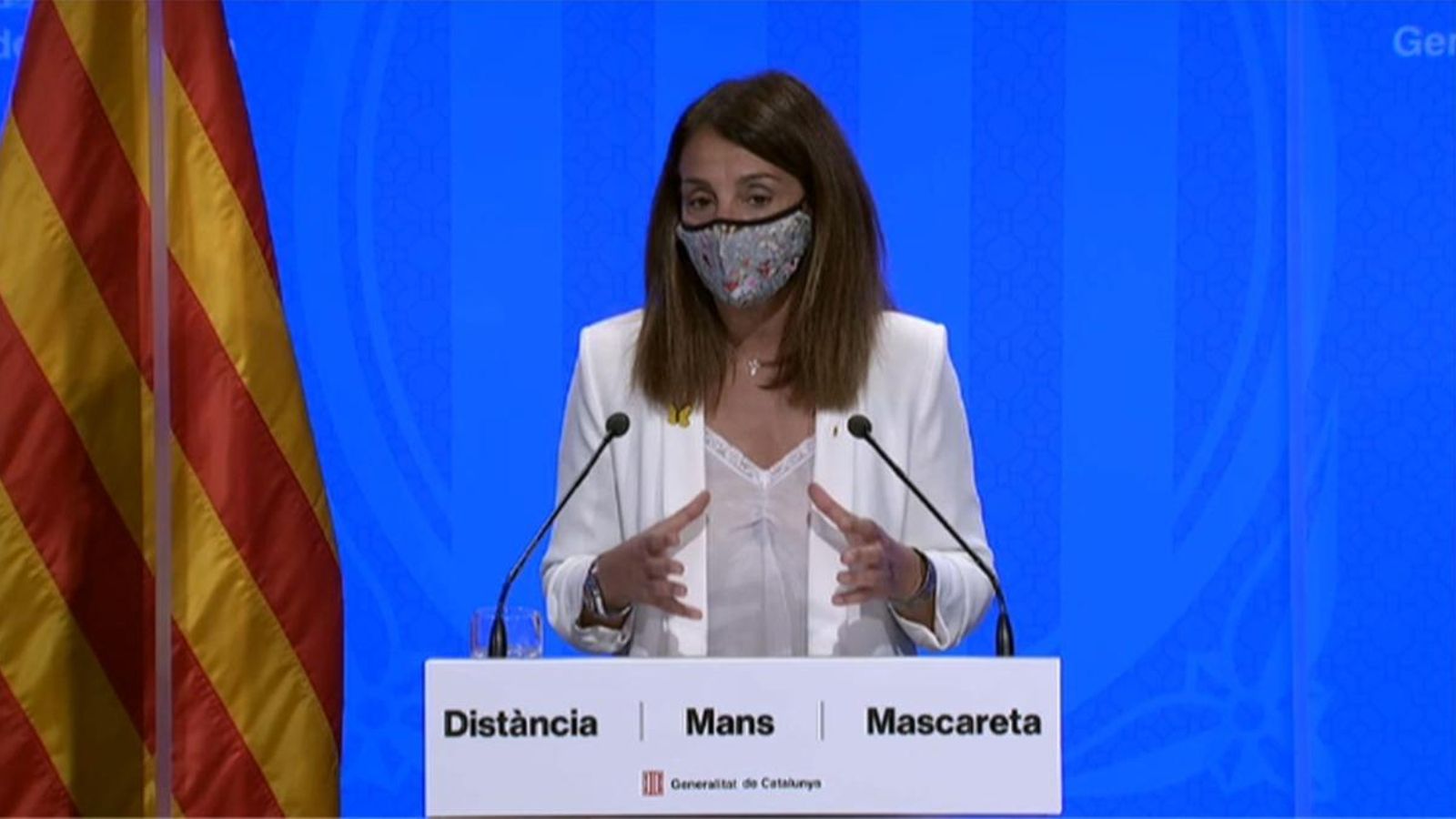 La consellera de Presidència i portaveu de la Generalitat de Catalunya, Meritxell Budó, durant la roda de premsa