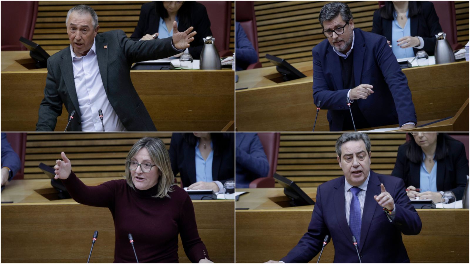 Els diputats a les Corts: Joan Baldoví (Compromís), Javier Gutiérrez (PP), María José Salvador (PSPV) i José María Llanos (Vox)