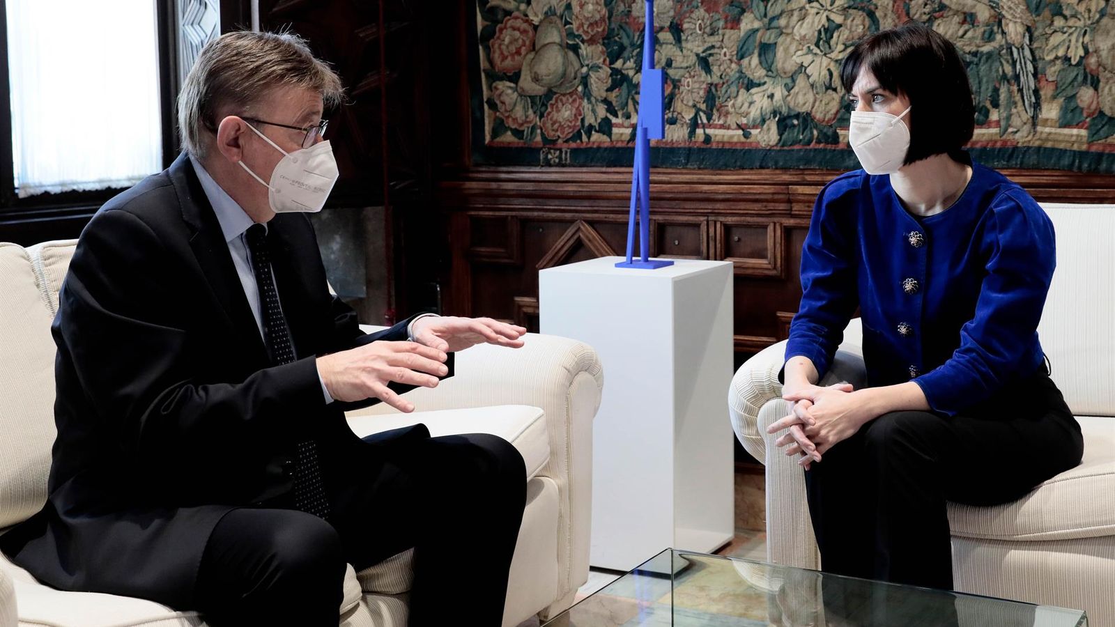 El president de la Generalitat, Ximo Puig, reunit aquest dijous amb la ministra de Ciència i Innovació, Diana Morant