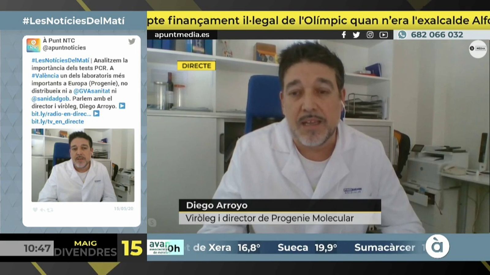Segons el viròleg Diego Arroyo, “la prova dels PCR permet controlar els contagis de coronavirus”