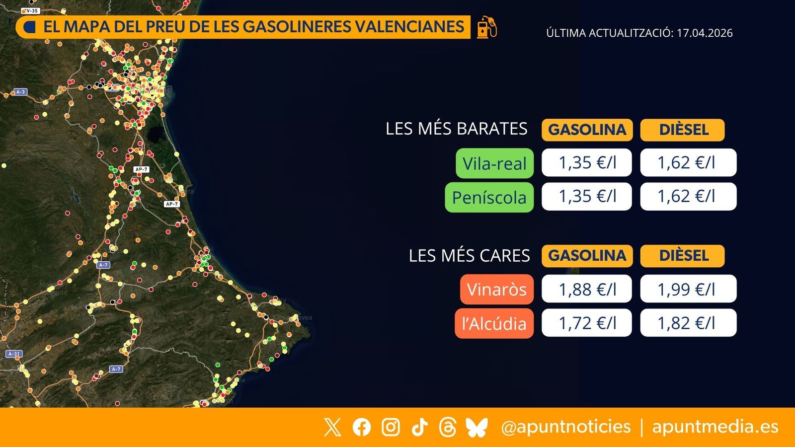 El mapa de les gasolineres valencianes